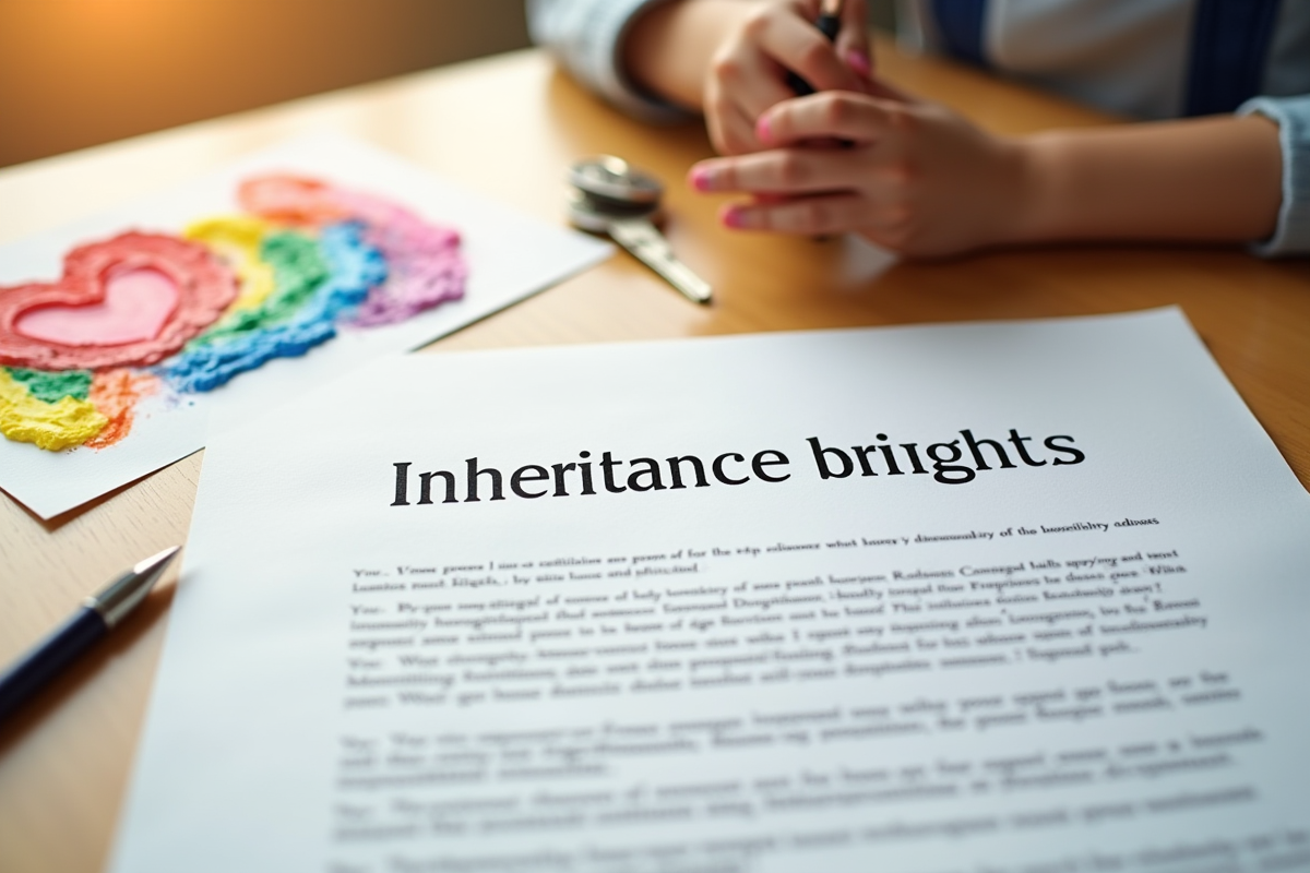 Document juridique droits d inheritance avec dessin d enfant