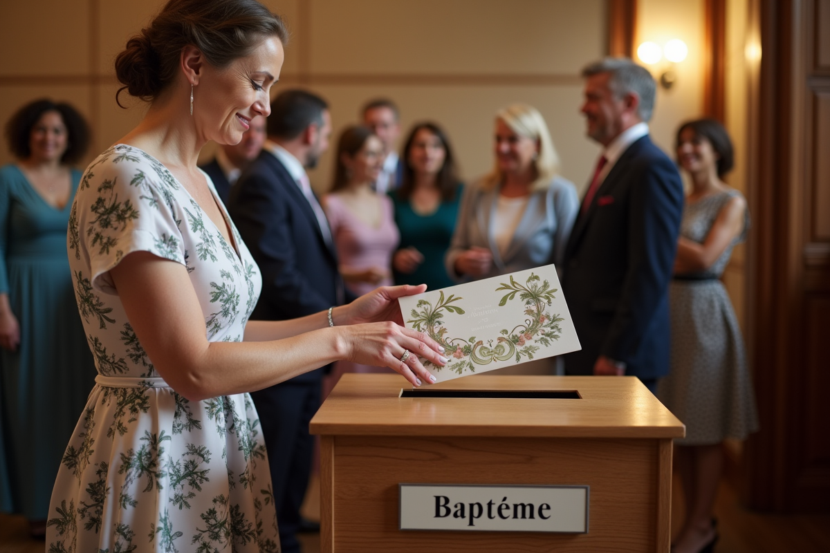 Femme déposant une enveloppe dans la caisse de collecte