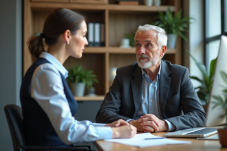 Femme d'âge moyen aidant un collègue au bureau