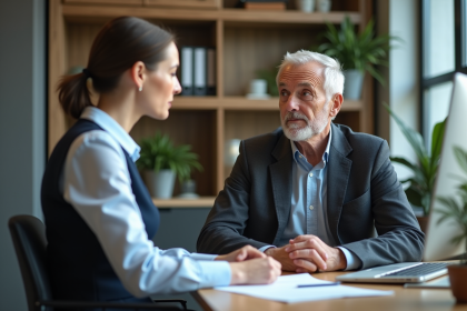Femme d'âge moyen aidant un collègue au bureau