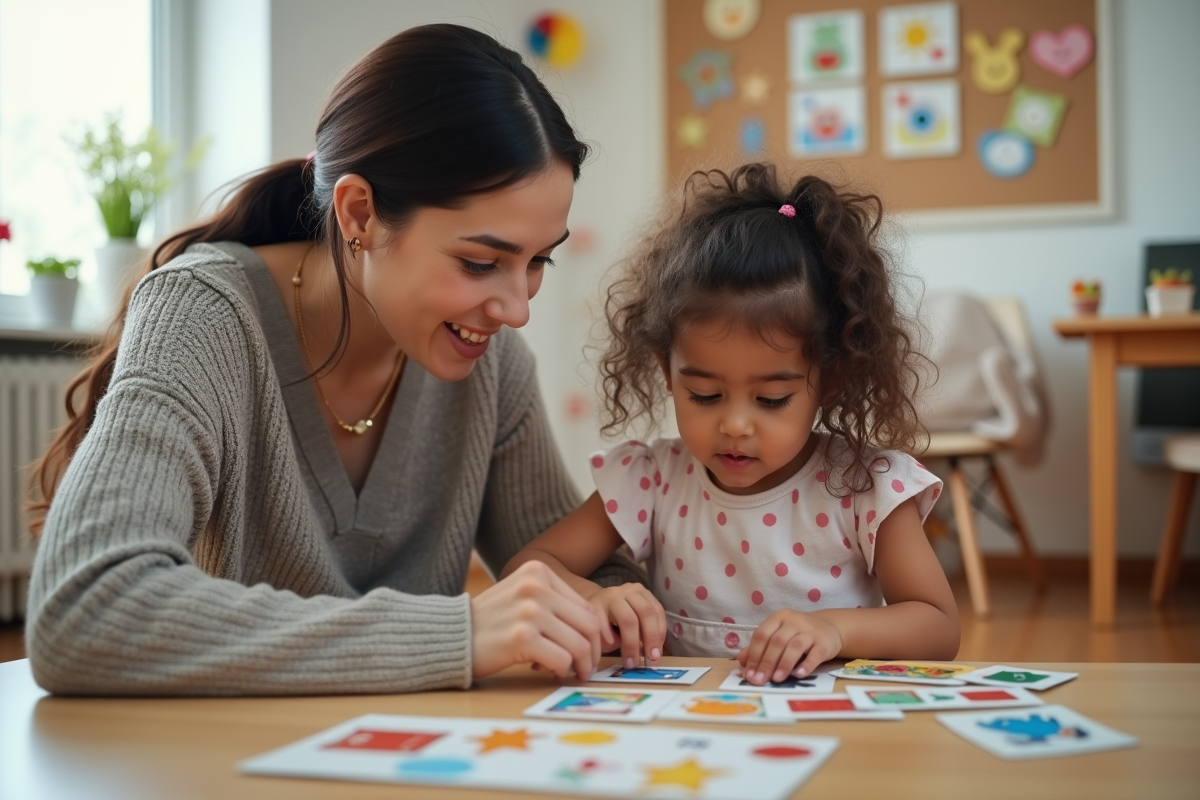 Femme orthophoniste avec une fille lors d